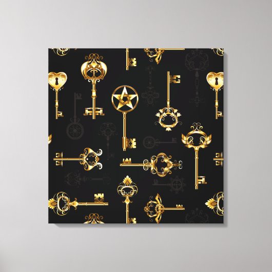 Nahtloses Muster mit Golden Keys Leinwanddruck (Vorderseite)