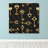 Nahtloses Muster mit Golden Keys Leinwanddruck (Insitu (Holzboden))