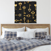 Nahtloses Muster mit Golden Keys Leinwanddruck (Insitu (Schlafzimmer))