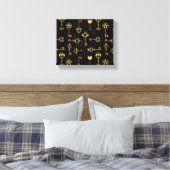 Nahtloses Muster mit Golden Keys Leinwanddruck (Insitu (Schlafzimmer))