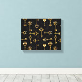 Nahtloses Muster mit Golden Keys Leinwanddruck (Insitu (Holzboden))