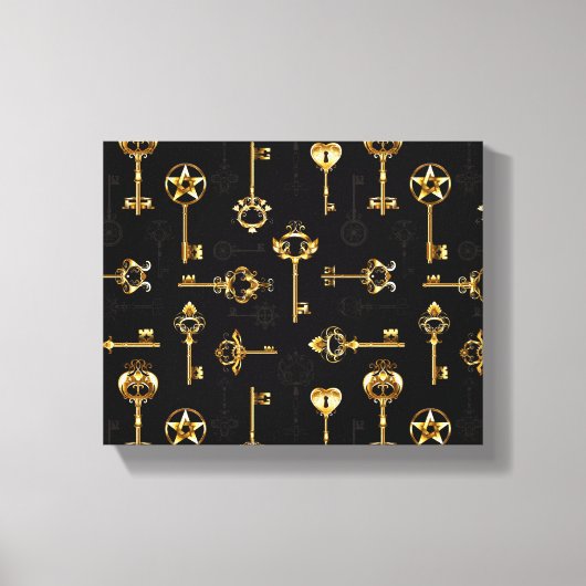 Nahtloses Muster mit Golden Keys Leinwanddruck (Vorderseite)