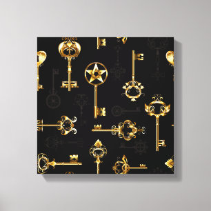 Nahtloses Muster mit Golden Keys Leinwanddruck