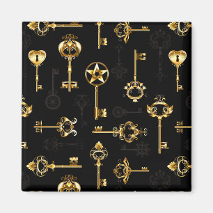 Nahtloses Muster mit Golden Keys Magnet