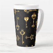 Nahtloses Muster mit Golden Keys Milchtasse (Rechte Ecke)