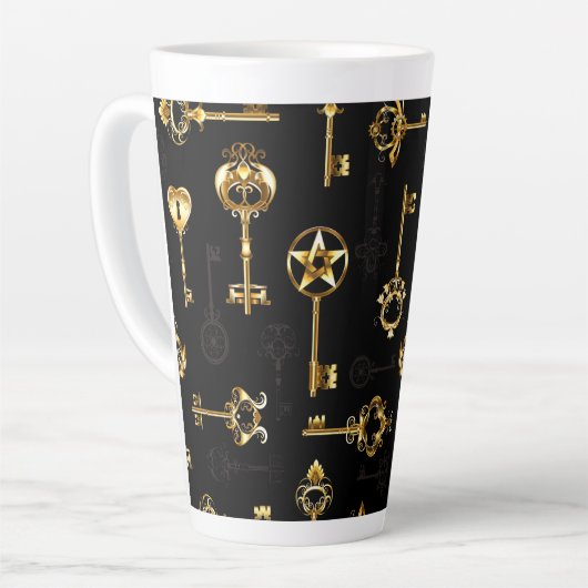 Nahtloses Muster mit Golden Keys Milchtasse (Linke Ecke)