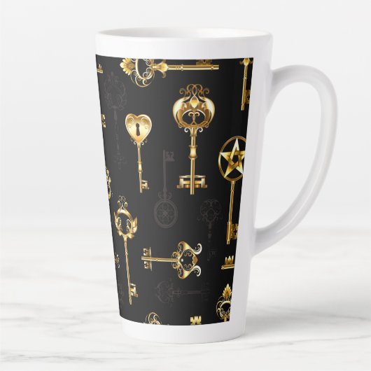 Nahtloses Muster mit Golden Keys Milchtasse (Rechts)