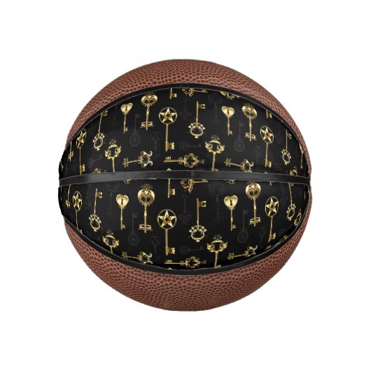 Nahtloses Muster mit Golden Keys Mini Basketball (Vorderseite)