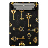 Nahtloses Muster mit Golden Keys Mini Klemmbrett (Vorderseite)