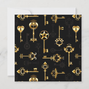 Nahtloses Muster mit Golden Keys Mitteilungskarte