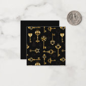 Nahtloses Muster mit Golden Keys Mitteilungskarte (Vorderseite/Rückseite Beispiel)