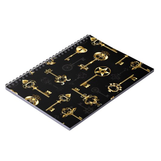 Nahtloses Muster mit Golden Keys Notizblock (Linke Seite)