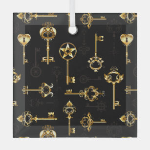 Nahtloses Muster mit Golden Keys Ornament Aus Glas