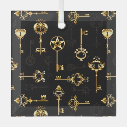 Nahtloses Muster mit Golden Keys Ornament Aus Glas (Vorderseite)