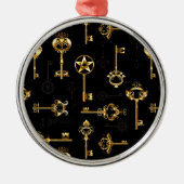 Nahtloses Muster mit Golden Keys Ornament Aus Metall (Vorne)