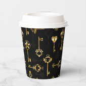 Nahtloses Muster mit Golden Keys Pappbecher (Rückseite)