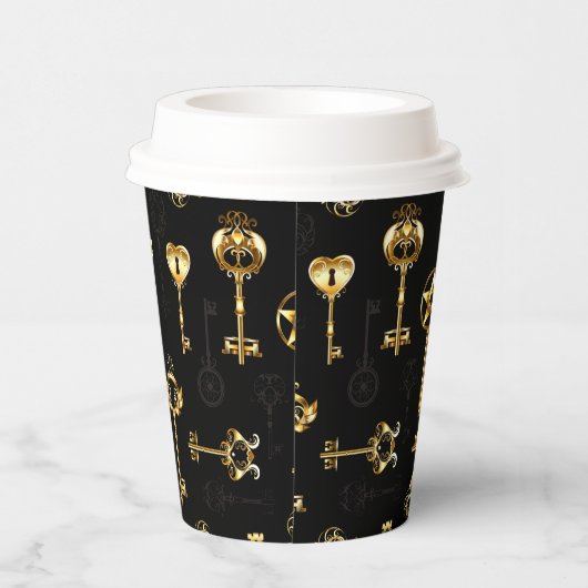 Nahtloses Muster mit Golden Keys Pappbecher (Rechts)