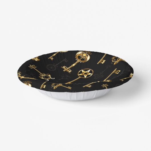 Nahtloses Muster mit Golden Keys Pappteller (Gewinkelt)