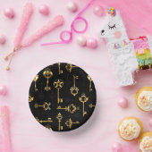 Nahtloses Muster mit Golden Keys Pappteller (Party)