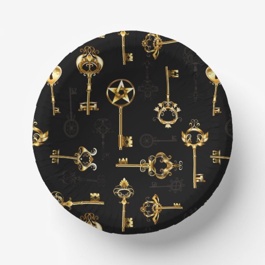 Nahtloses Muster mit Golden Keys Pappteller (Vorderseite)
