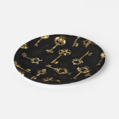 Nahtloses Muster mit Golden Keys Pappteller (Schrägansicht)