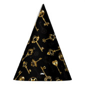 Nahtloses Muster mit Golden Keys Partyhütchen (Links)