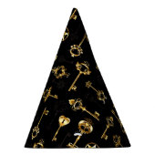Nahtloses Muster mit Golden Keys Partyhütchen (Rechts)