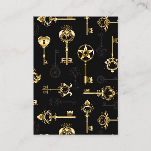 Nahtloses Muster mit Golden Keys Platzkarte (Vorderseite)