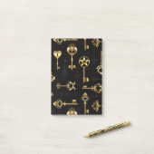 Nahtloses Muster mit Golden Keys Post-it Klebezettel (Auf Schreibtisch)