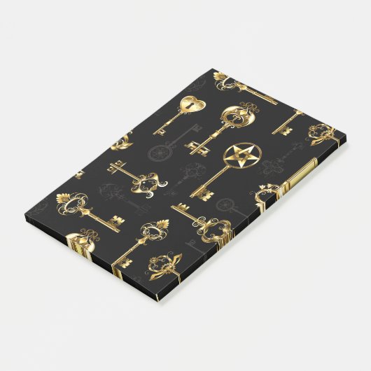 Nahtloses Muster mit Golden Keys Post-it Klebezettel (angewinkelt)