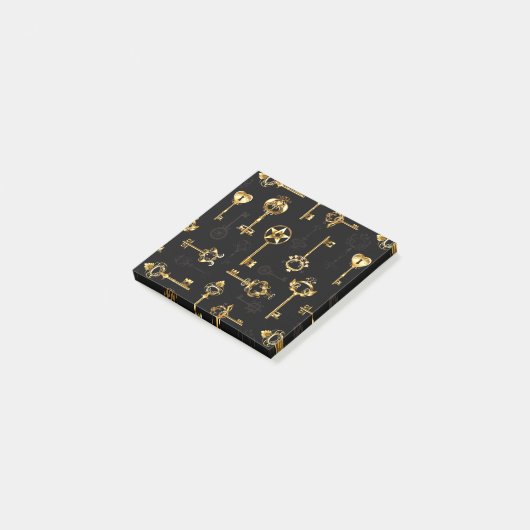 Nahtloses Muster mit Golden Keys Post-it Klebezettel (angewinkelt)