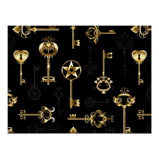 Nahtloses Muster mit Golden Keys Poster (Vorderseite)