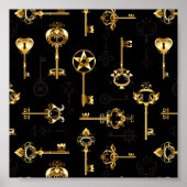 Nahtloses Muster mit Golden Keys Poster (Vorne)