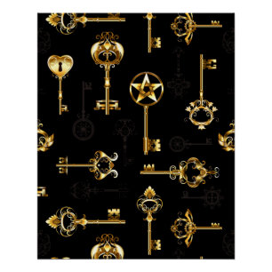 Nahtloses Muster mit Golden Keys Poster