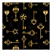 Nahtloses Muster mit Golden Keys Poster (Vorderseite)