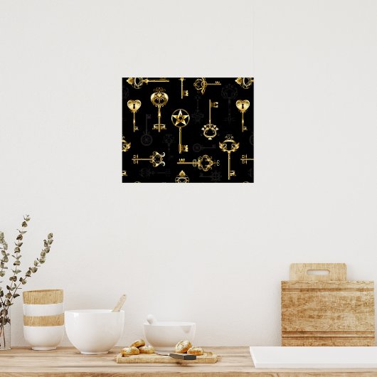 Nahtloses Muster mit Golden Keys Poster (Küche)