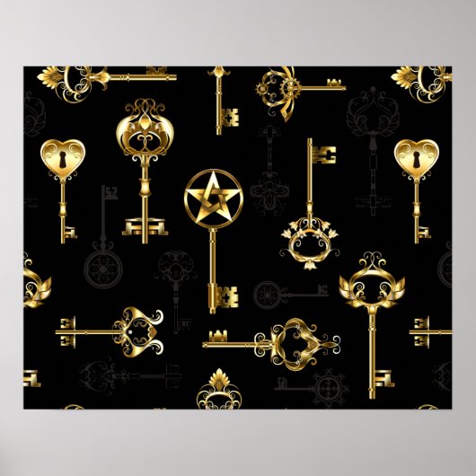 Nahtloses Muster mit Golden Keys Poster (Vorne)