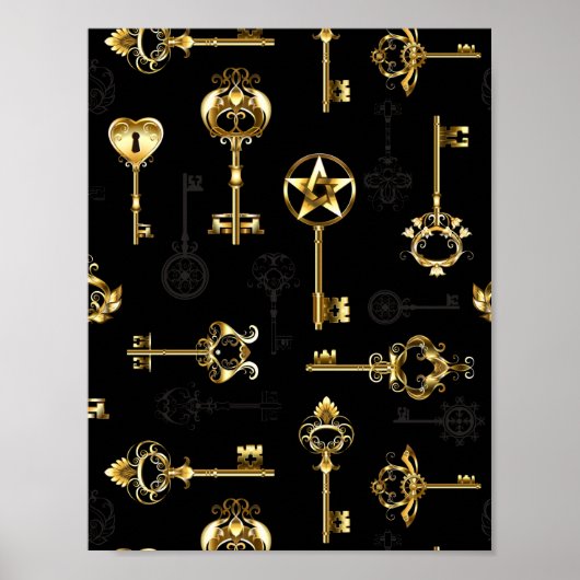Nahtloses Muster mit Golden Keys Poster (Vorne)