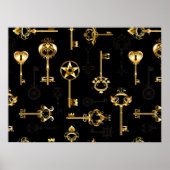 Nahtloses Muster mit Golden Keys Poster (Vorne)
