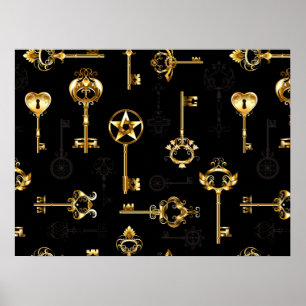 Nahtloses Muster mit Golden Keys Poster