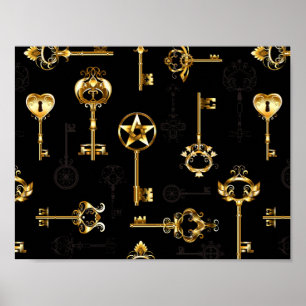 Nahtloses Muster mit Golden Keys Poster