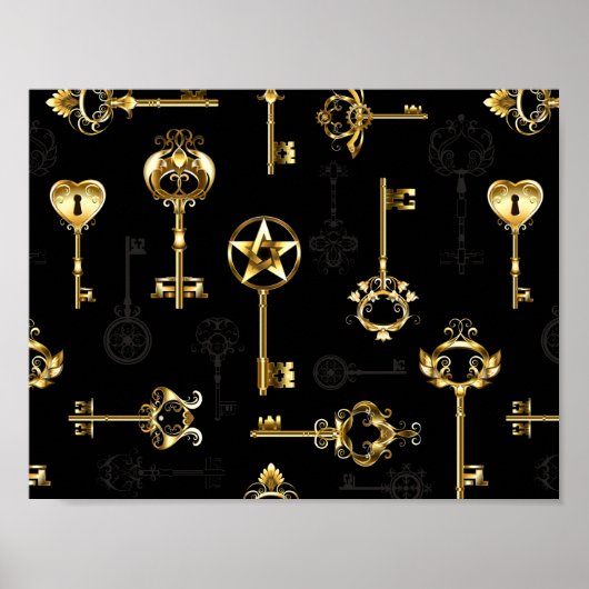 Nahtloses Muster mit Golden Keys Poster (Vorne)
