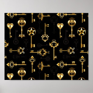 Nahtloses Muster mit Golden Keys Poster