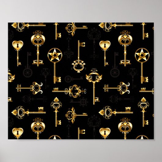 Nahtloses Muster mit Golden Keys Poster (Vorne)