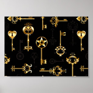 Nahtloses Muster mit Golden Keys Poster