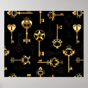 Nahtloses Muster mit Golden Keys Poster