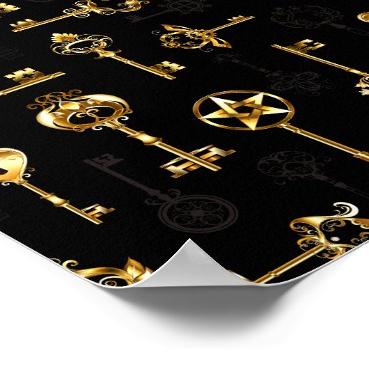 Nahtloses Muster mit Golden Keys Poster (Ecke)