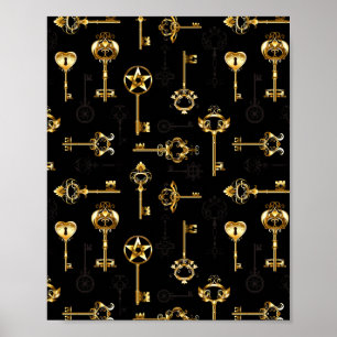 Nahtloses Muster mit Golden Keys Poster