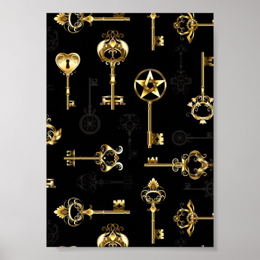 Nahtloses Muster mit Golden Keys Poster (Vorne)