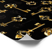 Nahtloses Muster mit Golden Keys Poster (Ecke)
